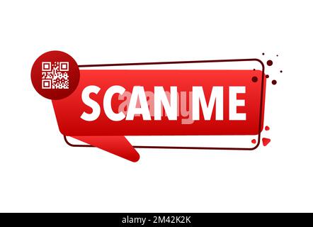 Scan me icon with QR code. Inscription scan me. QR code label. Stock Vector