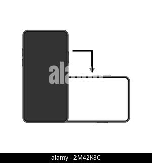 Rotate smartphone. Phone screen vertical or horizontal turn. Device rotation icon. Stock Vector