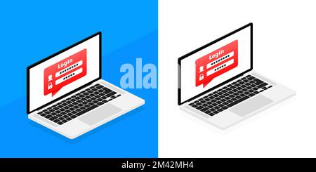 laptop online account login form. User interface. User authorization. Username and password. Stock Vector