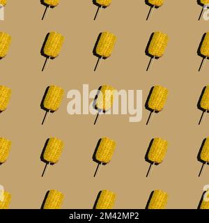 Seamless corn cob on a stick pattern Stock Photo