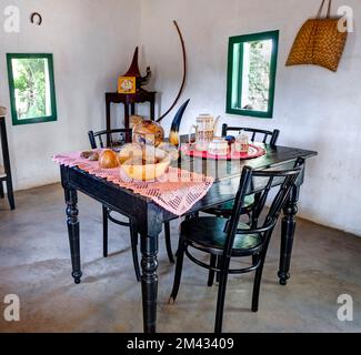 Living room interior of Kunuku House that was originally built as home for slaves on the plantation, Curacao, Netherlands Antilles Stock Photo