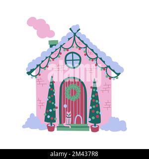 Christmas house in snow Stock Vector