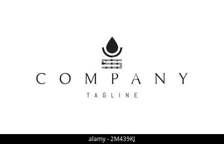 Vector logo on which an abstract image of a drop of water in a bowl above the letter S. Stock Vector