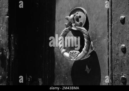 Door knocker of the Johannite Inn in Knights Street in Rhodes Town, Greece. Stock Photo