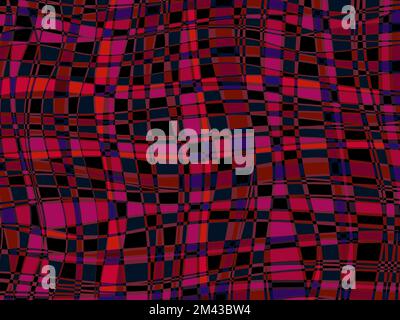 red black uneven checkered background, curved surface, Scottish cage Stock Vector