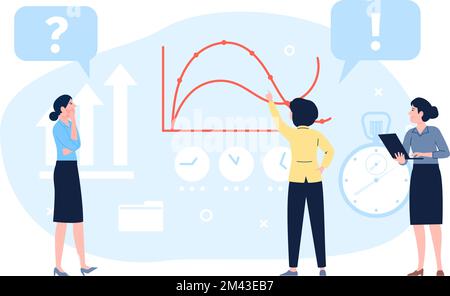 Female accounting or finance project. Women and graphs, businesswoman team working about start up. Flat financial vector concept Stock Vector