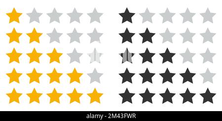 Five stars rating icon set. Vector illustration Stock Vector