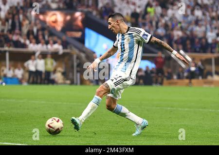 Lusail City, Qatar, 18/12/2022, Lusail City, Qatar. 18th Dec, 2022. Angel Di Maria of Argentina scores his team's second goal during the 2022 FIFA World Cup Final at Lusail Stadium in Lusail City, Qatar on December 18, 2022. Photo by Chris Brunskill/UPI Credit: UPI/Alamy Live News Stock Photo