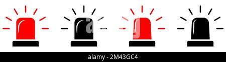 Set of siren icons. Flasher symbol. Vector illustration Stock Vector