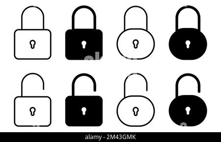 Set of lock and unlock icons. Vector illustration, EPS10 Stock Vector