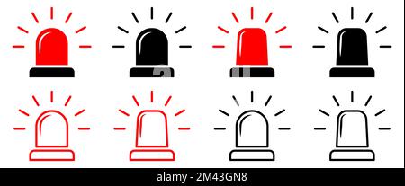 Siren icons set. Flasher symbol. Vector illustration Stock Vector