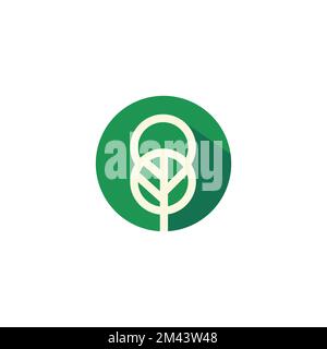 Tree Logo design abstract negative space style vector template. Eco ...