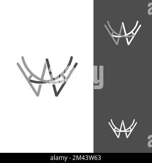 minimalist letter W with deer design logo, vector illustration.EPS 10 Stock Vector