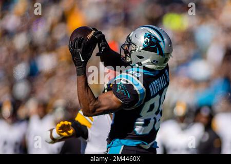 December 18, 2022: Carolina Panthers defensive end Henry Anderson (94)  misses Pittsburgh Steelers running back Najee Harris (22) as he runs for  first down during the second half of the NFL matchup