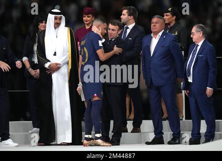 President Of France, Emmanuel Macron Consoles France's Kylian Mbappe ...