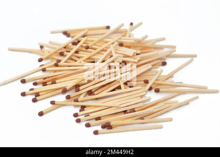 Matchstick, a match is a tool for starting a fire, matches made of small wooden sticks or stiff paper, one end is coated with a material ignited by fr Stock Photo