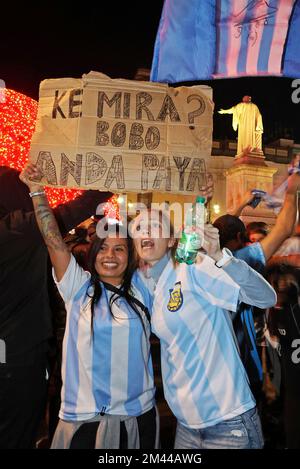 Naples, Italy. 18th Dec, 2022. Naples Argentina world champion celebrations of Argentinean and Neapolitan fans Piazza Dante Editorial Usage Only Credit: Independent Photo Agency/Alamy Live News Stock Photo