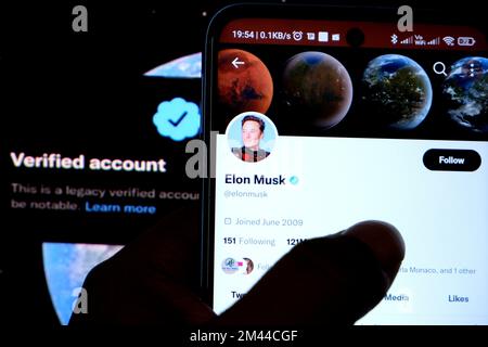 In this photo illustration, the Elon Mask X Profile is seen displayed