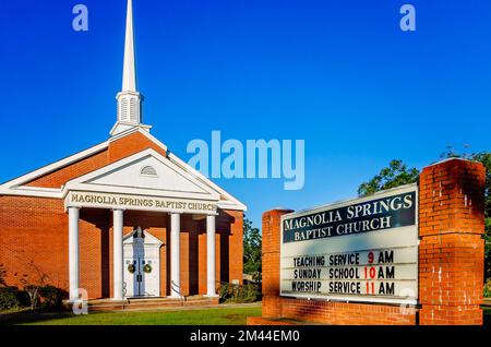 Magnolia Springs Baptist Church is pictured, Dec. 16, 2022, in Theodore, Alabama. The church was founded in 1989. Stock Photo