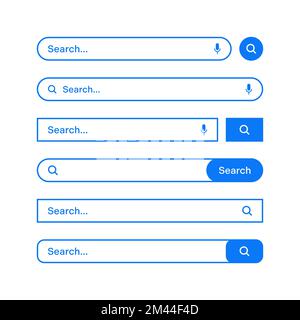 Various search bars with outline border. Internet browser engine with search box, address bar and text field. UI design, website interface element Stock Vector