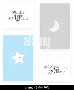 cute hand drawn lettering cartoon sweet dreams vector card with moon and  stars Stock Vector Image & Art - Alamy