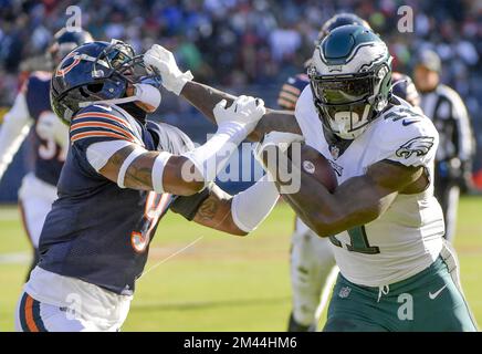 Philadelphia Eagles wide receiver A.J. Brown (11) scores a touchdown after  a catch in front of Dallas Cowboys linebacker Micah Parsons (11) during the  second quarter of an NFL football game, Sunday,