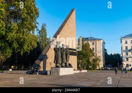 Fire monument on peace square, Arkhangelsk, Russia Stock Photo