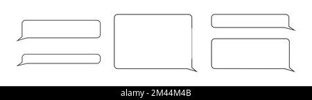 Set of outline message bubble. Empty chat frames isolated on white background. Mobile messenger app dialog elements. Vector graphic illustration. Stock Vector