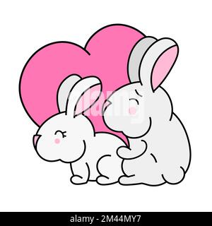 Mating season in rabbits glyph icon isolated on white background.Vector illustration. Stock Vector