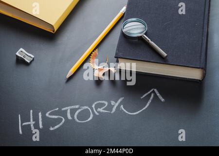 Composed book school supplies Stock Photo