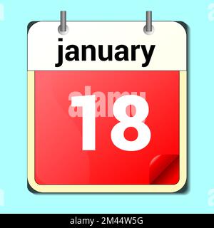 day on the calendar, vector image format, January 18 Stock Vector