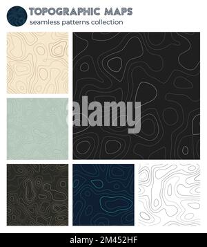 Topographic maps. Awesome isoline patterns, seamless design. Beautiful tileable background. Vector illustration. Stock Vector