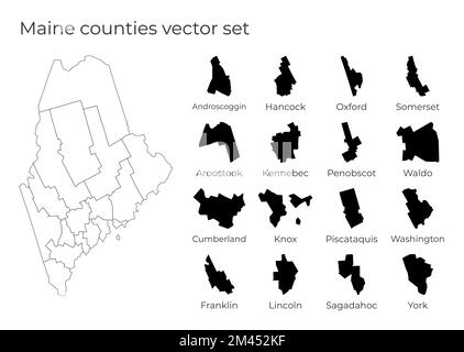 Maine map collection. Borders of Maine for your infographic. Colored us ...