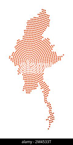 Myanmar dotted map. Digital style map of the country on a dark ...