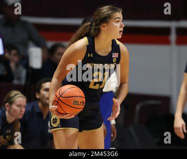 Blacksburg, Virginia, USA. 18th Dec, 2022. Notre Dame Fighting Irish forward Maddy Westbeld (21) looks to pass during the NCAA Women's Basketball game between the Notre Dame Fighting Irish and the Virginia Tech Hokies at Cassell Coliseum in Blacksburg, Virginia. Greg Atkins/CSM/Alamy Live News Stock Photo