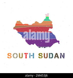 South Sudan map design. Shape of the country with beautiful geometric waves and grunge texture. Superb vector illustration. Stock Vector