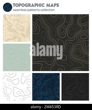 Topographic maps. Beautiful isoline patterns, seamless design. Creative tileable background. Vector illustration. Stock Vector