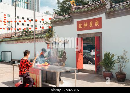 Johor Bahru, Malaysia - October 25, 2022 : Kuil Kuno Johor Ancient Temple Stock Photo