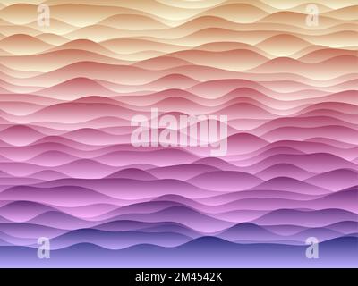 Abstract curves background. Smooth curves with gradients in sunset colors. Astonishing vector illustration. Stock Vector