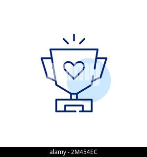Shiny goblet prize for the winner with heart on it. Pixel perfect, editable stroke line icon Stock Vector