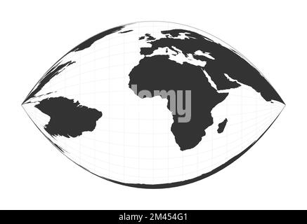 Map of The World. Craig retroazimuthal projection. Globe with latitude and longitude net. World map on meridians and parallels background. Vector illu Stock Vector