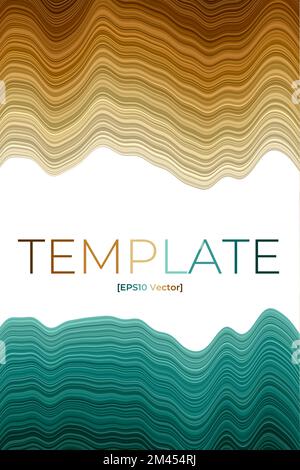 Cover page template. Can be used as banner, flyer, poster, business card, brochure. Artistic design in brown blue green colors. Elegant vector illustr Stock Vector