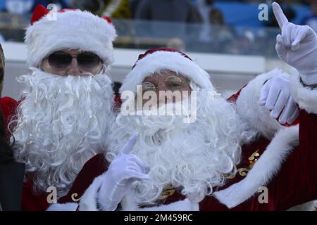 Jacksonville, United States. 18th Dec, 2022. Jacksonville fans came dressed as Santa as the Cowboys take on the Jaguars at the TIAA Bank Field in Jacksonville, Florida on Sunday, December 18, 2022. The Jaguars upset the Cowboys 40-34 in overtime. Photo by Joe Marino/UPI. Credit: UPI/Alamy Live News Stock Photo