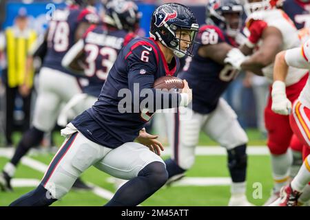 HOUSTON, TX - OCTOBER 10: Houston Texans quarterback Jeff Driskel (6) warms  up before the football game between the New England Patriots and Houston  Texans at NRG Stadium on October 10, 2021