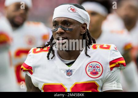 Kansas City Chiefs cornerback Chris Lammons (29) breaks up a pass intended  for Washington Commanders wide receiver Dyami Brown during the second half  of an NFL preseason football game Saturday, Aug. 20