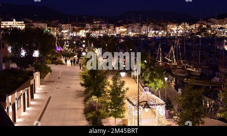 City of Sanary Illuminated for the Christmas holidays Stock Photo