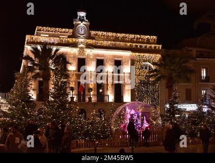 City of Sanary Illuminated for the Christmas holidays Stock Photo