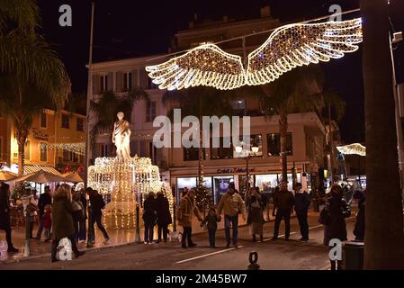 City of Sanary Illuminated for the Christmas holidays Stock Photo