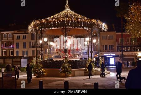 City of Sanary Illuminated for the Christmas holidays Stock Photo