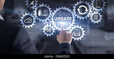 Update on virtual blue screen. Internet and technology concept 2022 Stock Photo